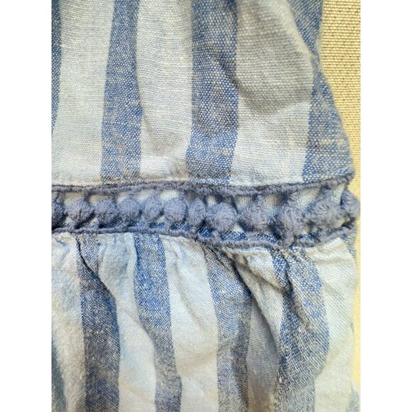 Crown & Ivy Womens Peplum Blouse Top Size M BlueStriped Sleeveless Linen Blend - Picture 9 of 12